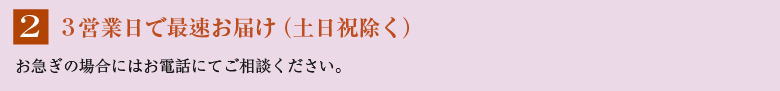 3営業日で最速お届け（土日祝除く）