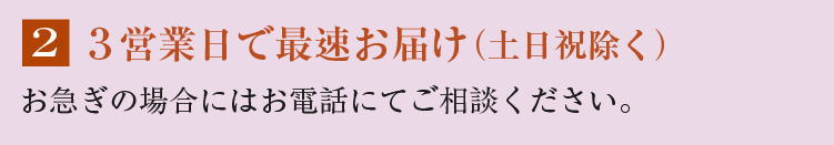 3営業日で最速お届け（土日祝除く）