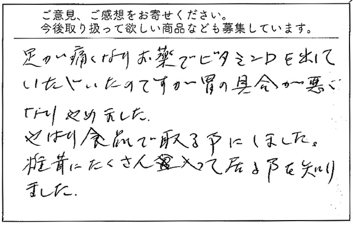 足の痛みにビタミンDを食品で取ることにし、椎茸にたくさん入っていることを知りました。